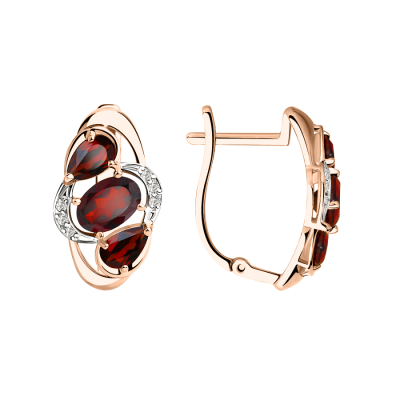 Ohrringe aus Rotgold 585 mit Granat und Zirkonia