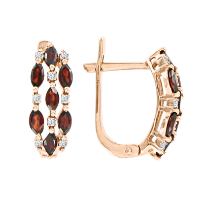 Ohrringe aus Rotgold 585 mit Granat und Zirkonia