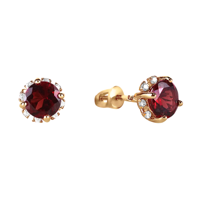 Ohrringe aus Rotgold 585 mit Granat und Zirkonia