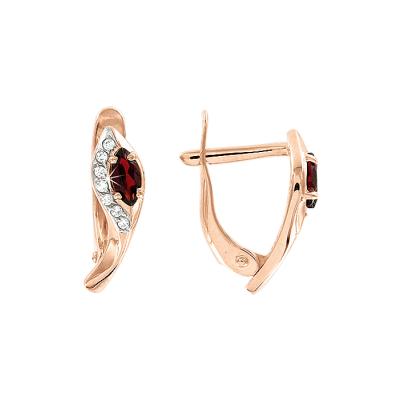 Ohrringe aus Rotgold 585 mit Granat und Zirkonia
