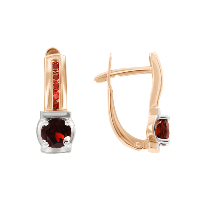 Ohrringe aus Rotgold 585 mit Granat und Zirkonia