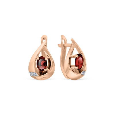 Ohrringe aus Rotgold 585 mit Granat und Zirkonia
