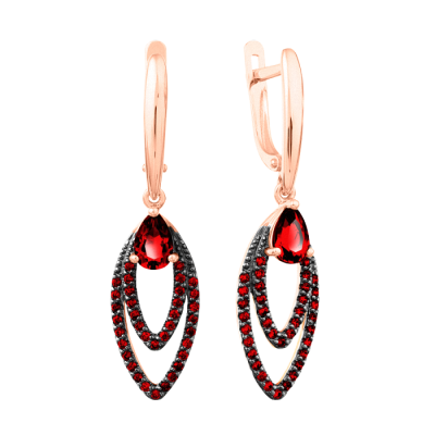 Ohrringe aus Rotgold 585 mit Granat und Zirkonia
