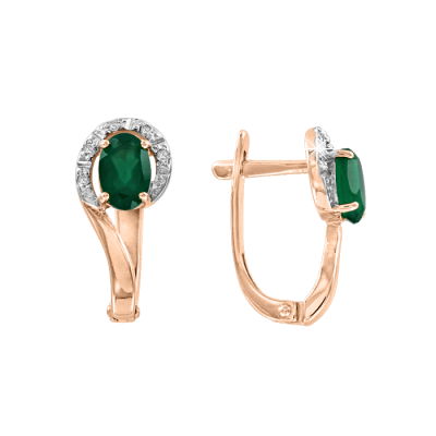 Goldohrringe aus Rotgold 585 mit Onyx und Zirkonia