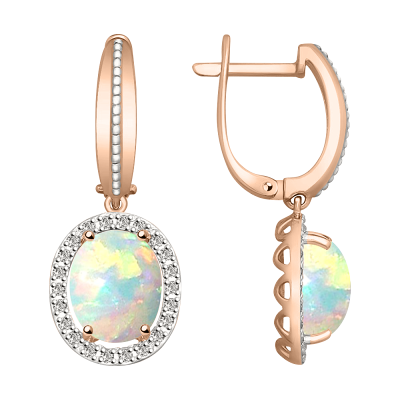 Ohrringe aus Rotgold 585 mit Opal und Brillant