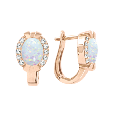 Ohrringe aus Rotgold 585 mit Opal und Zirkonia
