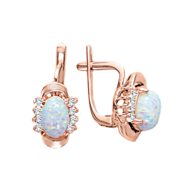 Ohrringe aus Rotgold 585 mit Opal und Zirkonia
