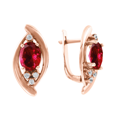 Ohrringe aus Rotgold 585 mit Rubin und Zirkonia