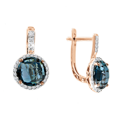 Ohrringe aus Rotgold 585 mit Topas und Brillant