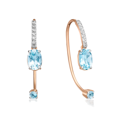 Ohrringe aus Rotgold 585 mit Topas und Zirkonia