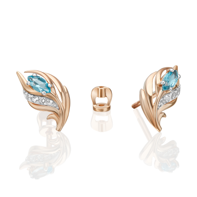 Ohrringe aus Rotgold 585 mit Topas und Zirkonia