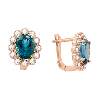 Ohrringe aus Rotgold 585 mit Topas und Zirkonia