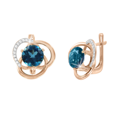 Ohrringe aus Rotgold 585 mit Topas und Zirkonia