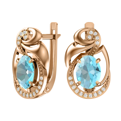 Ohrringe aus Rotgold 585 mit Topas und Zirkonia