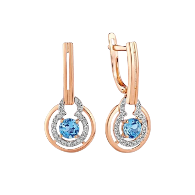 Ohrringe aus Rotgold 585 mit Topas und Zirkonia