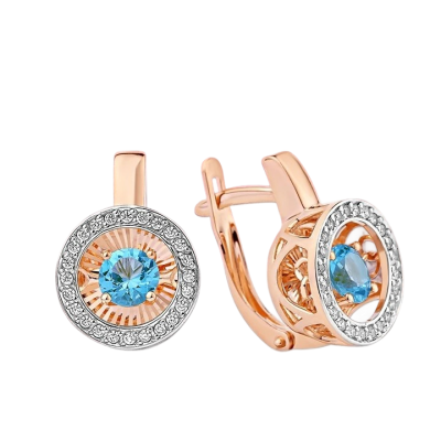 Goldohrringe aus Rotgold 585 mit Topas und Zirkonia