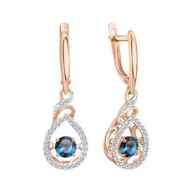 Ohrringe aus Rotgold 585 mit Topas und Zirkonia