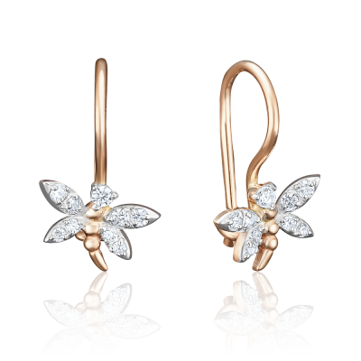 Kinder Ohrringe aus Rotgold 585 mit Zirkonia