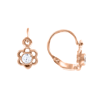Kinder Ohrringe aus Rotgold 585 mit Zirkonia