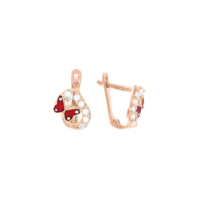 Kinder Ohrringe aus Rotgold 585 mit Zirkonia