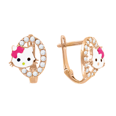 Kinder Ohrringe aus Rotgold 585 mit Zirkonia