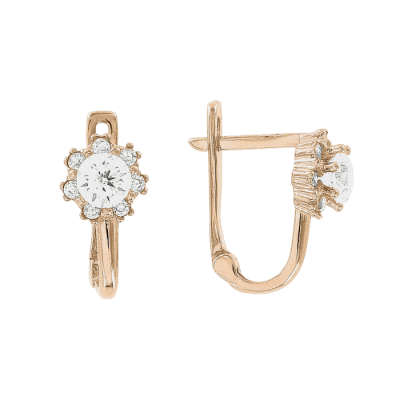 Kinder Ohrringe aus Rotgold 585 mit Zirkonia