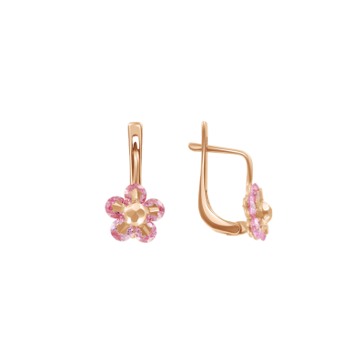 Kinder Ohrringe aus Rotgold 585 mit Zirkonia
