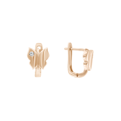 Kinder Ohrringe aus Rotgold 585 mit Zirkonia