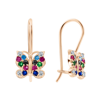 Kinder Ohrringe aus Rotgold 585 mit Zirkonia