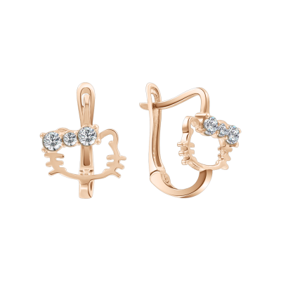 Kinder Ohrringe aus Rotgold 585 mit Zirkonia
