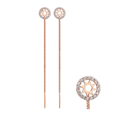 Goldohrringe aus Rotgold 585 mit Zirkonia