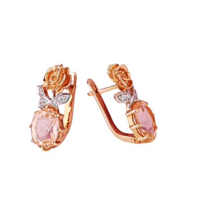 Goldohrringe aus Rotgold 585 mit Zirkonia