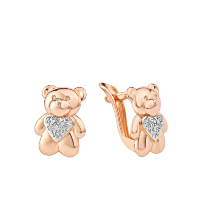 Kinder Ohrringe aus Rotgold 585 mit Zirkonia