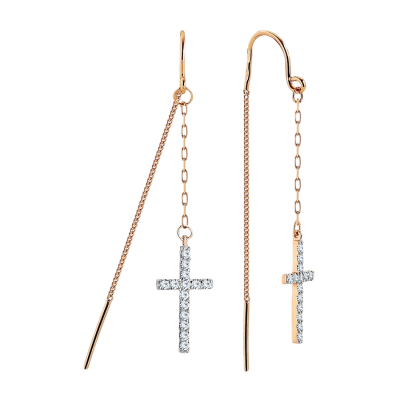Goldohrringe aus Rotgold 585 mit Zirkonia