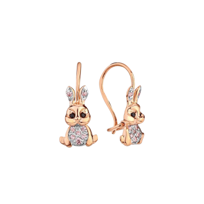 Kinder Ohrringe aus Rotgold 585 mit Zirkonia