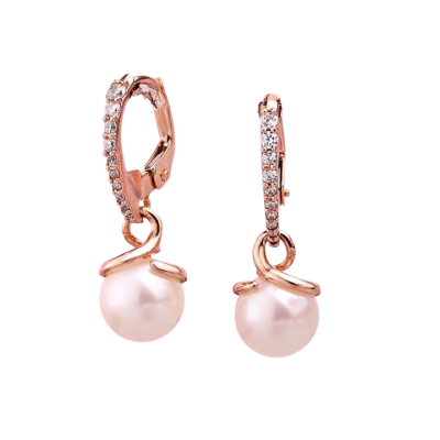 Ohrringe aus Rotgold 585 mit Zirkonia und Perle
