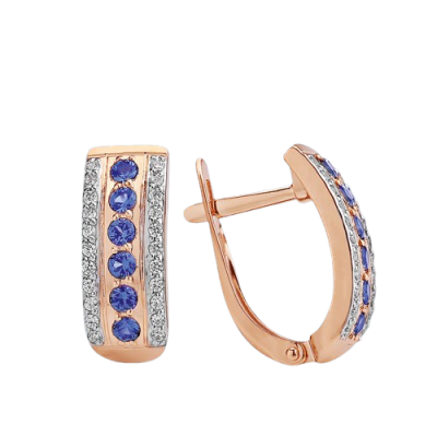 Ohrringe aus Rotgold 585 mit Zirkonia und Saphir