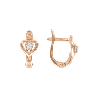 Kinder Ohrringe aus Rotgold 585 mit Zirkonia