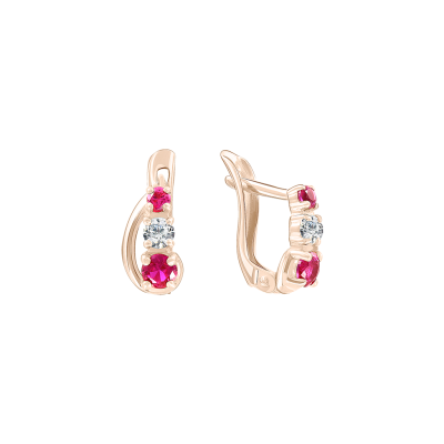 Kinder Ohrringe aus Rotgold 585 mit Zirkonia