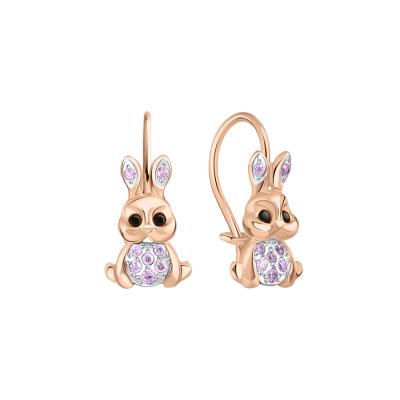 Kinder Ohrringe aus Rotgold 585 mit Zirkonia