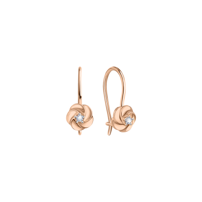 Süße Kinder Ohrstecker aus Rotgold 585 mit Zirkonia