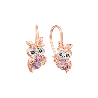 Kinder Ohrringe aus Rotgold 585 mit Zirkonia