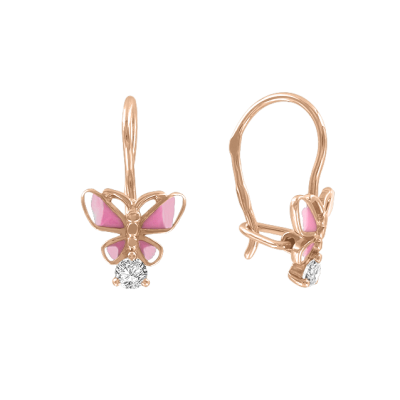 Kinder Ohrringe aus Rotgold 585 mit Zirkonia