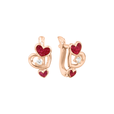 Kinder Ohrringe aus Rotgold 585 mit Zirkonia