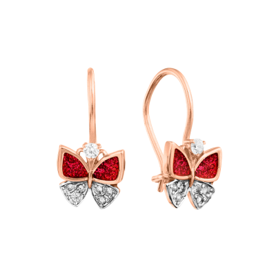 Kinder Ohrringe aus Rotgold 585 mit Zirkonia