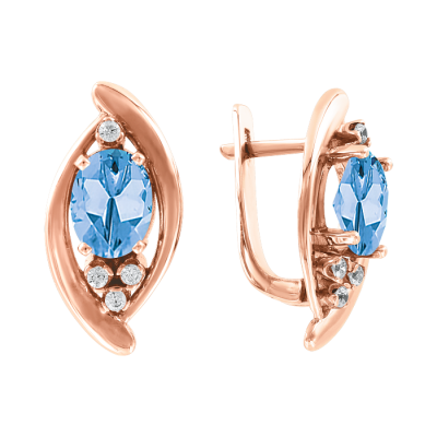 Ohrringe aus Rotgold 585 mit Zirkonia und Topas