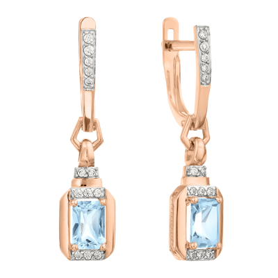 Ohrringe aus Rotgold 585 mit Zirkonia und Topas