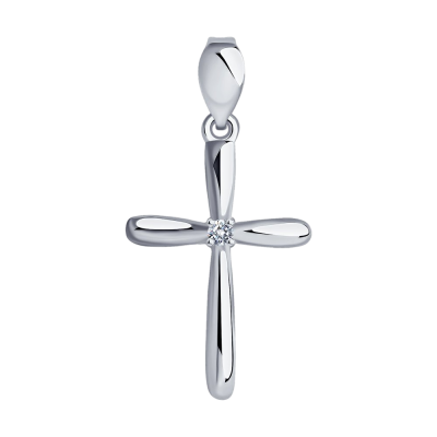 Kreuz Anhänger aus Weißgold 585 mit Zirkonia