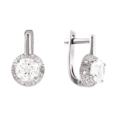 Goldohrringe aus Weißgold 585 mit Zirkonia und Swarovski Kristall