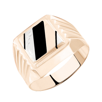 Herrenring aus Rotgold 585 mit Emaille